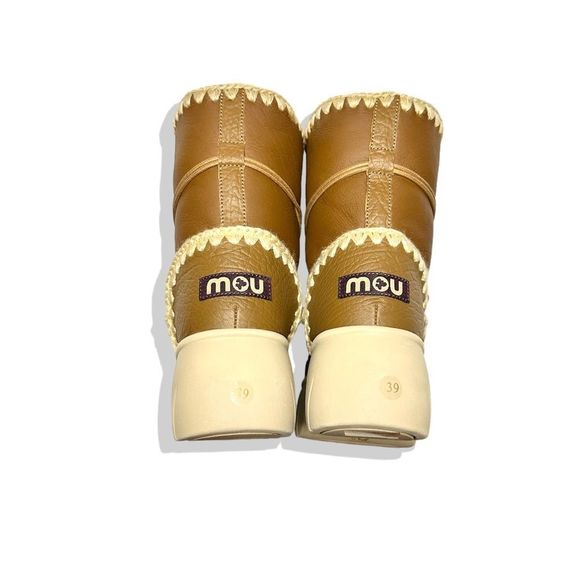 Free People x Mou Lunar Landing Fur Sheepskin Shearling Eskimo Snow Boots Cognac - Picture 4 of 16